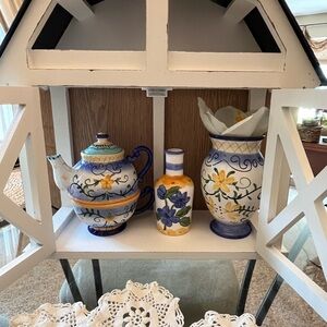 Sonoma Blue and Yellow Floral Ceramic Decor Set, 3 piece set
